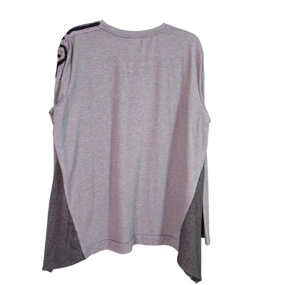 Logo Lounge Womens Asymmetric Hem Long Sleeve Top Pockets Shoulder Detail Purple - Picture 2 of 7